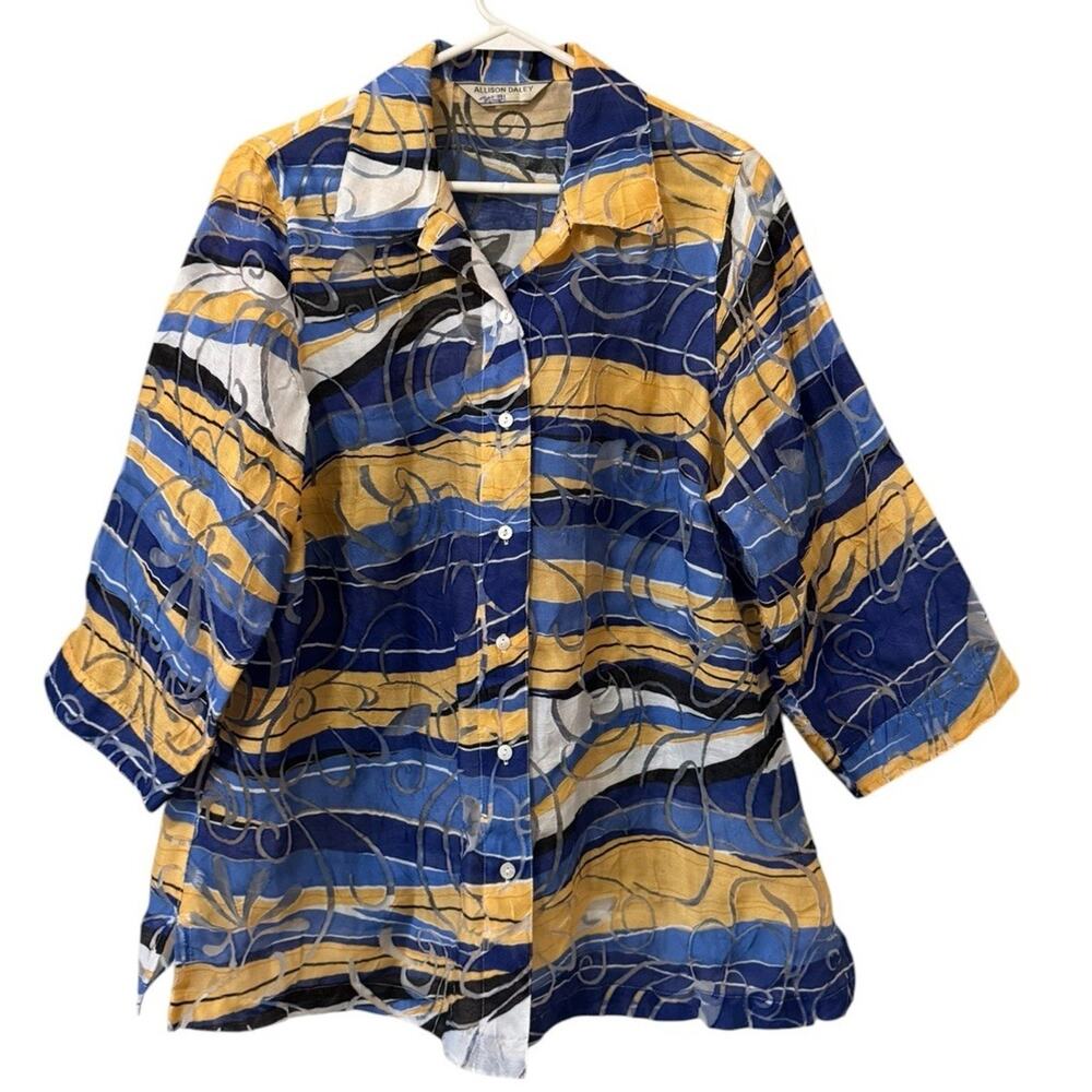 Allison Daley Women Size‎ Measured Button Down Shirt 3/4 Sleeve Lightweight City